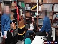 Cute teen brunette shoplifter got caught and got fucked
