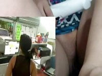 Amateur pussy masturbated in a store
