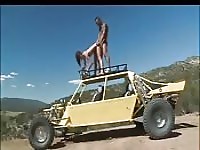 Brutal fuck with an asian on top of a car