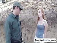 Reckless young lady fucks border patrol agent
