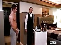 Hung guy fucks the food server in a hotel